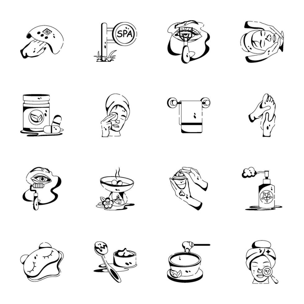 modern verzameling van spa glyph pictogrammen vector