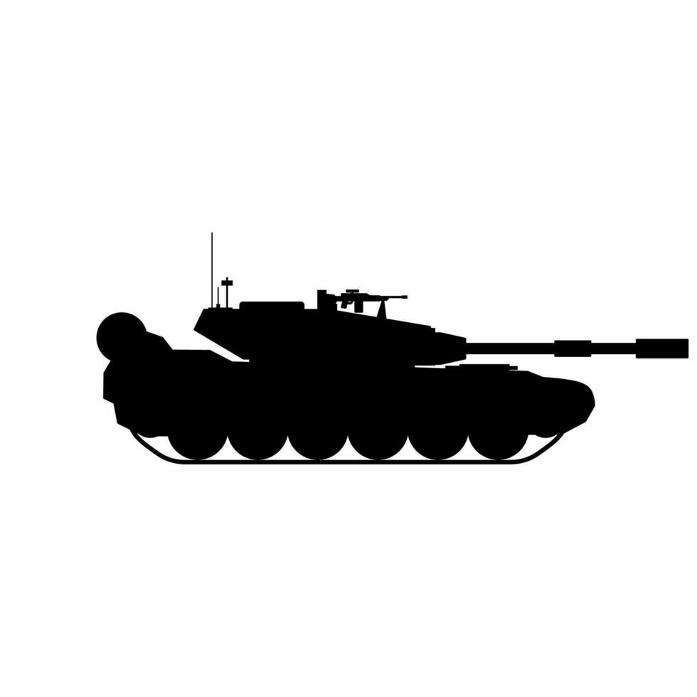 leger tank silhouet vector. leger voertuig silhouet voor icoon, symbool of teken. gepantserd tank symbool voor leger, oorlog, conflict en aanval vector