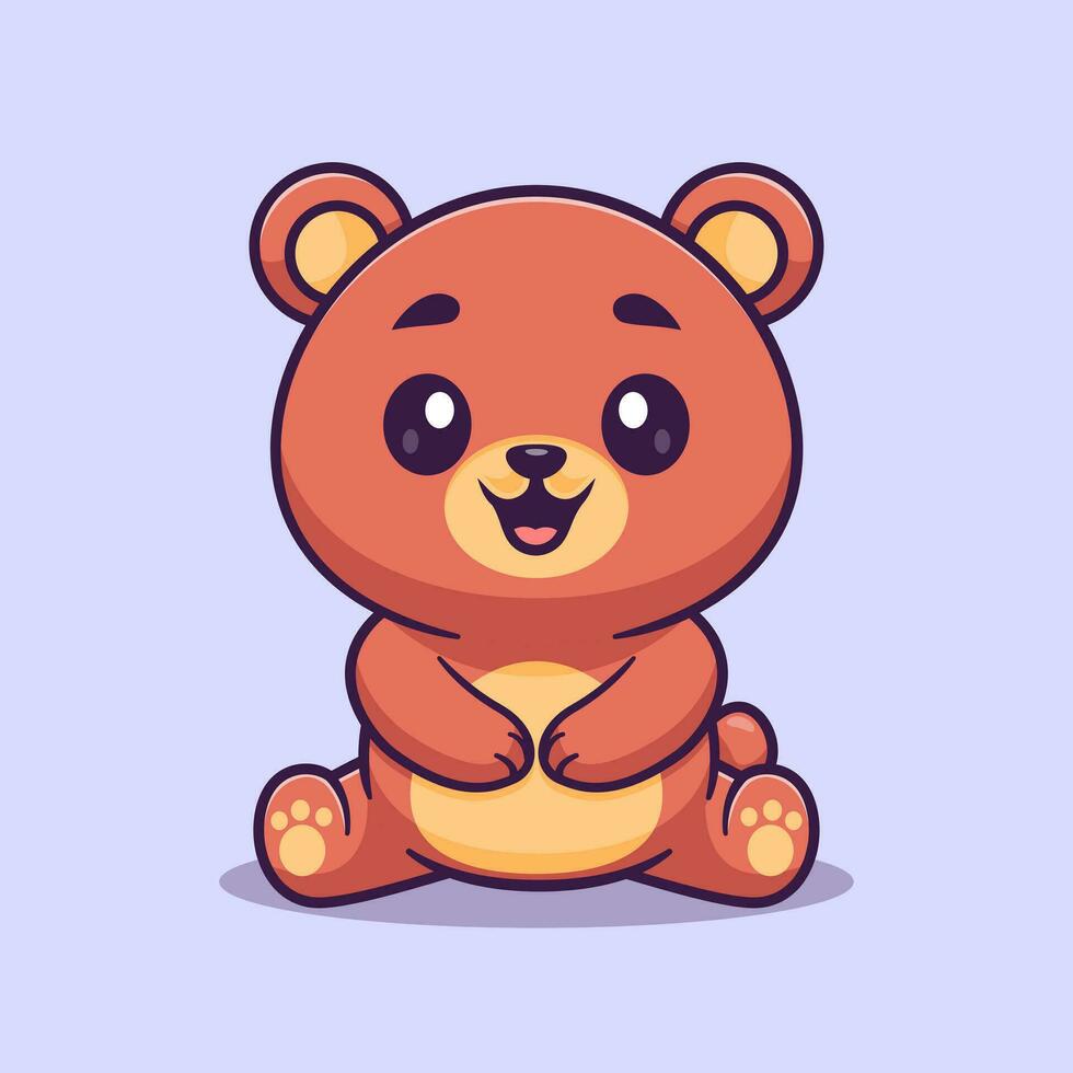 schattig beer zittend tekenfilm vector icoon illustratie dier natuur icoon concept geïsoleerd