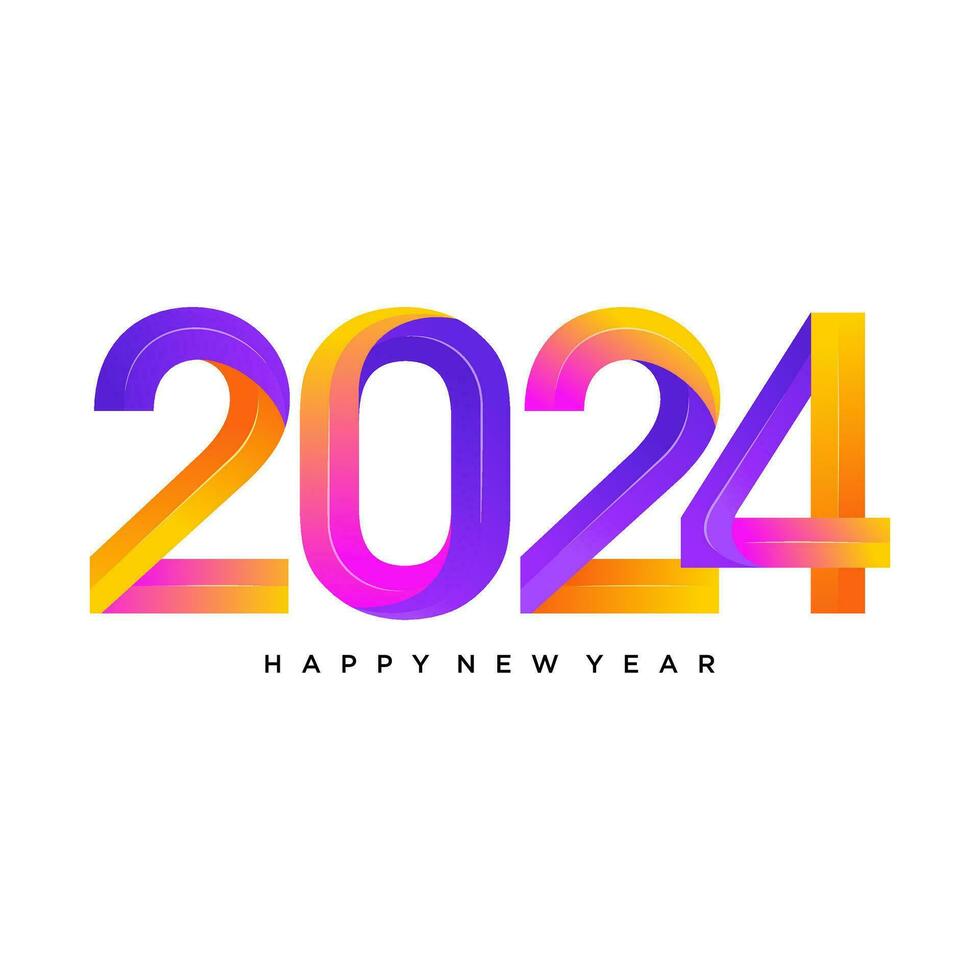 gelukkig nieuw jaar 2024 ontwerp. met kleurrijk afgekapt aantal illustraties. premie vector ontwerp voor poster, banier, groet en nieuw jaar 2024 viering.