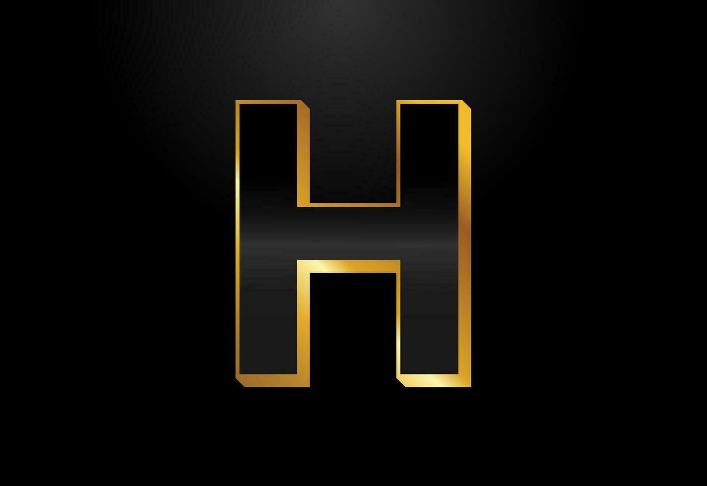 goud en zwart kleur alfabet h. elegant goud kleur alfabet vector illustratie