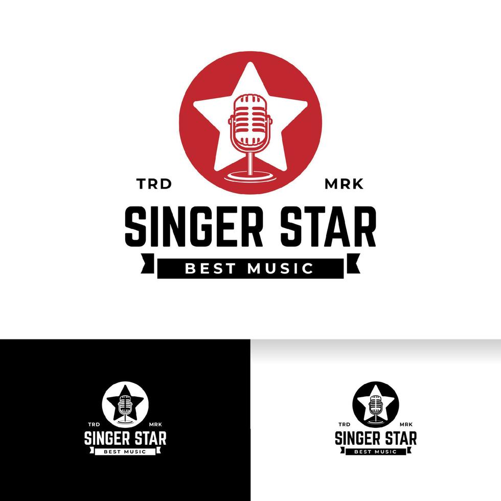 zanger ster logo sjabloon. microfoon silhouet in stervorm vector