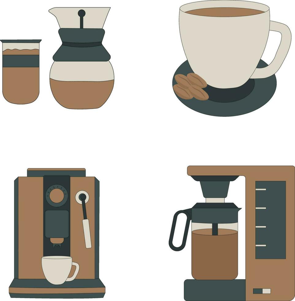 hand- getrokken koffie maken uitrusting illustratie. modieus ontwerp. geïsoleerd vector. vector