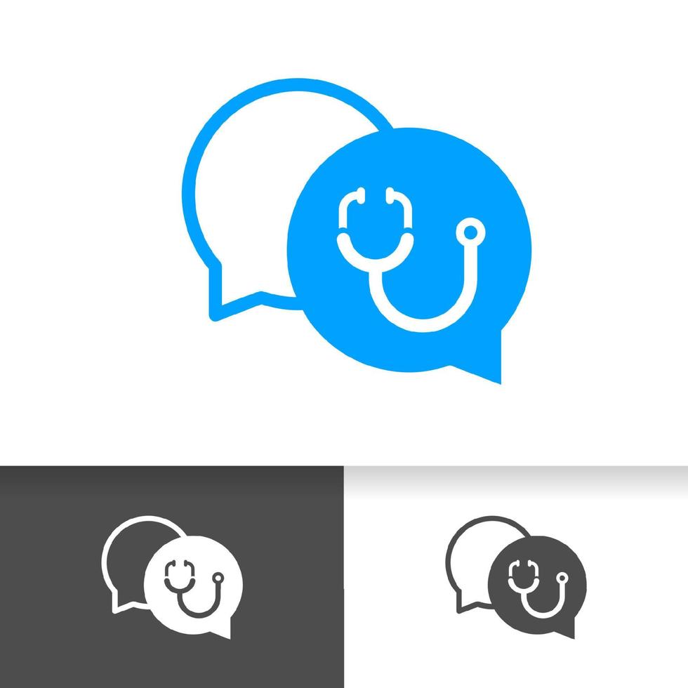 dokter praten logo ontwerp. stethoscoop geïsoleerd op bubble chat-symbool. vector