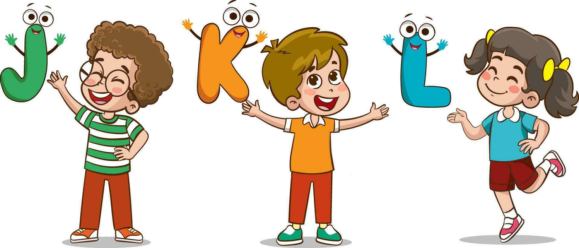 onderwijs concept en geletterdheid aan het leren vector illustratie met tekenfilm tekens.alfabet aan het leren.