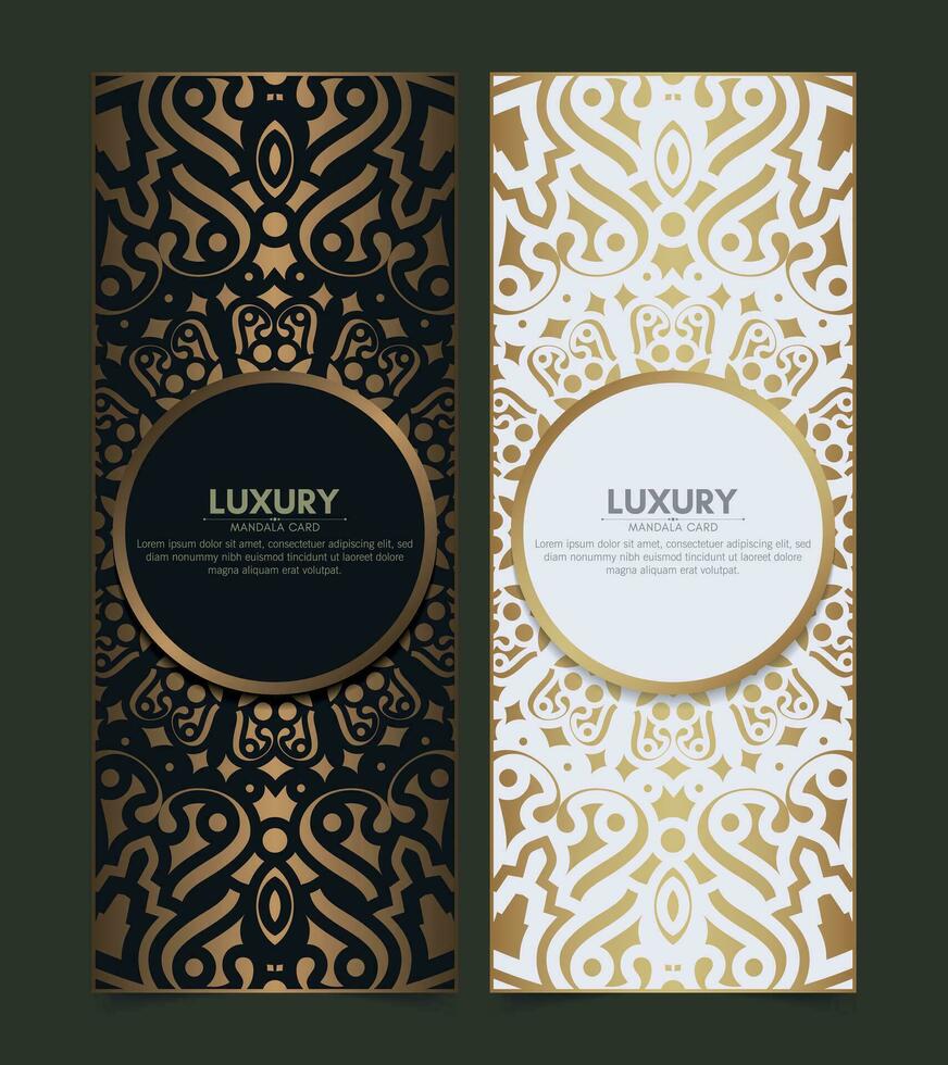 luxe mandala decoratieve kaart in gouden kleur vector