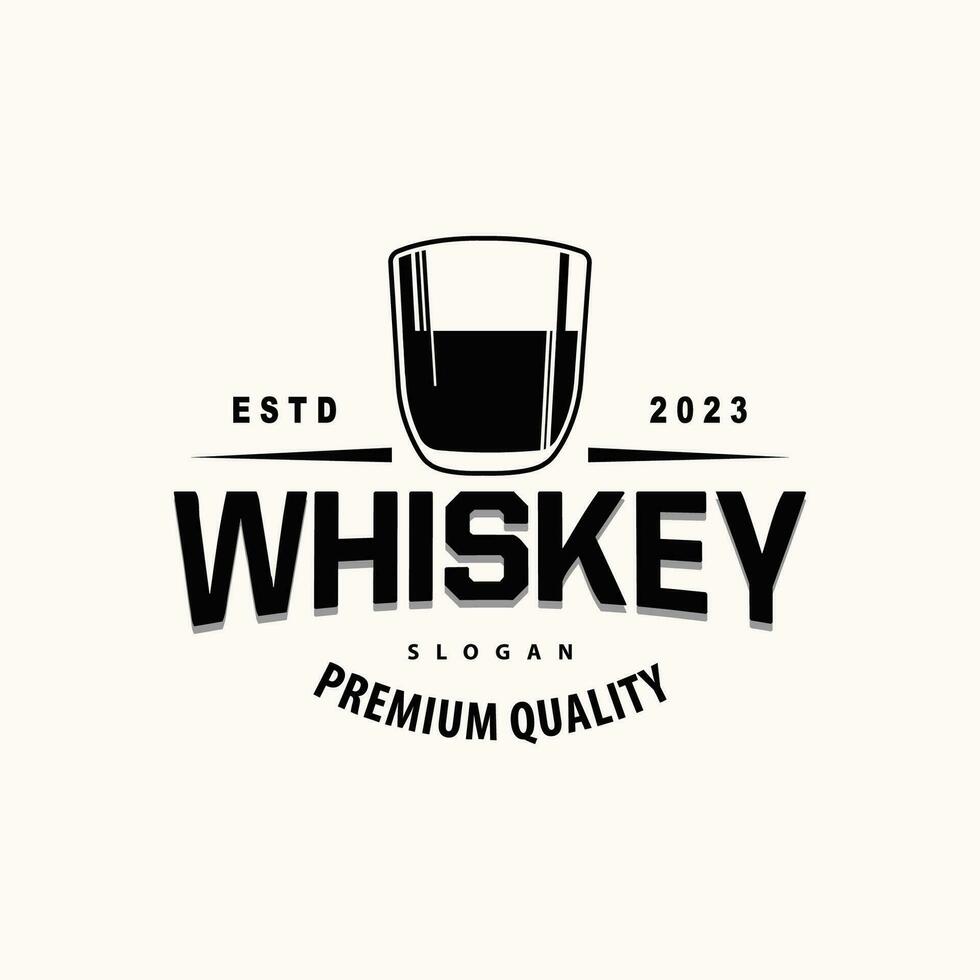 whisky logo, drinken etiket ontwerp met oud retro wijnoogst ornament illustratie premie sjabloon vector