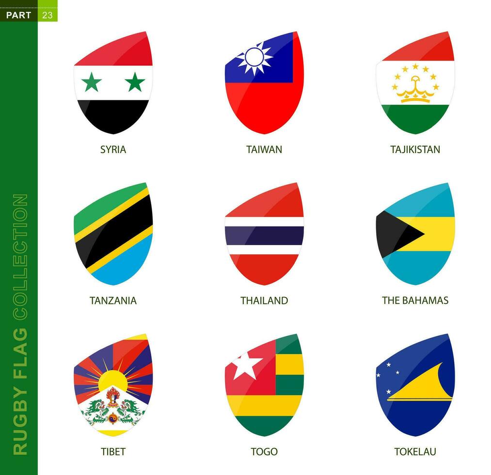 rugby vlag verzameling. rugby icoon met vlag van 9 landen. vector