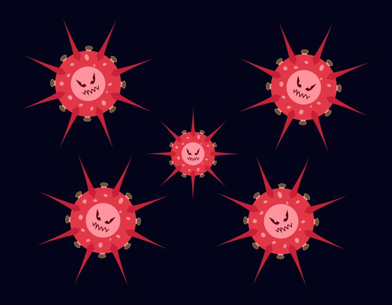 illustratie vectorafbeelding van spookachtig karakter van kiemen, bacteriën en virussen set collectie. microbe, pathogeen, viruspictogram. tekenfilm microben. leuke cartoonkiem in vlak stijlontwerp. vector