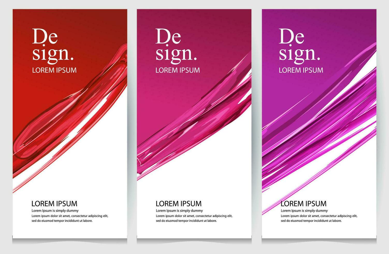 drie banners met abstract vormen en rood en Purper kleuren vector