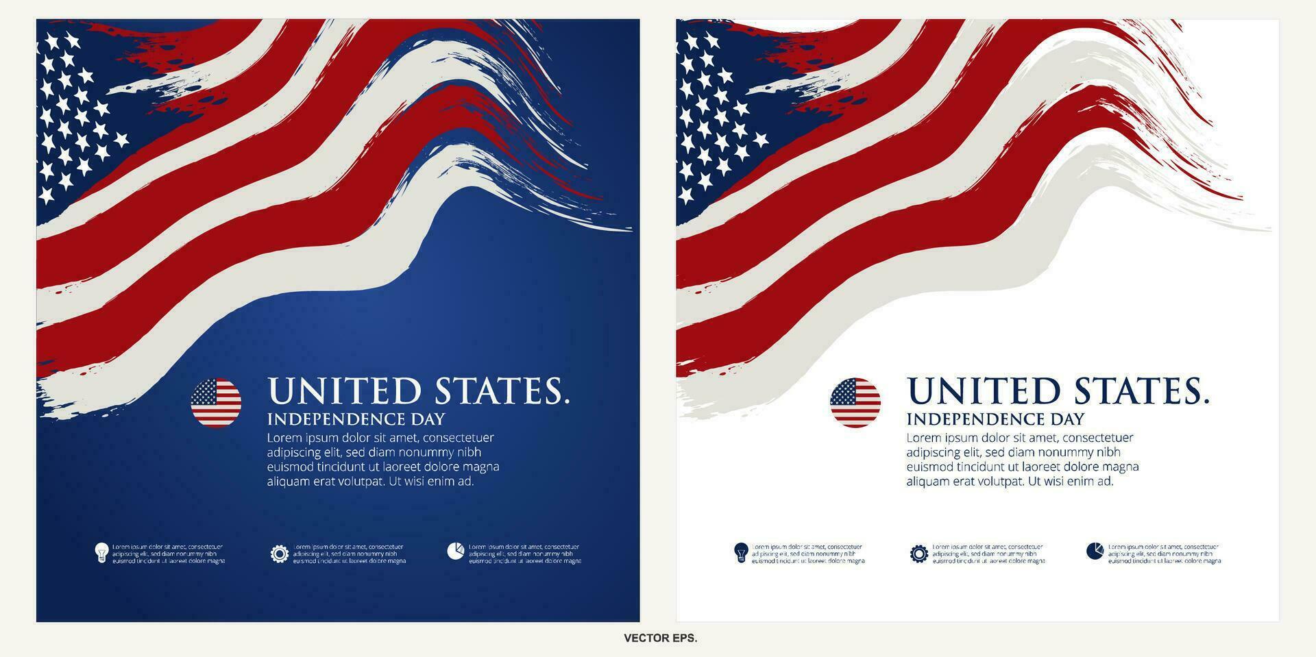 twee banners met de Verenigde staten vlag en de woorden onafhankelijkheid dag vector