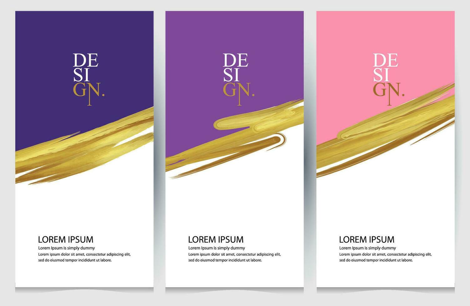 drie verticaal banners met goud verf beroertes vector