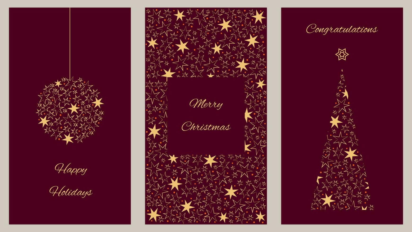 zakelijke vakantie kaarten met Gefeliciteerd en wensen. universeel sjabloon. Kerstmis en nieuw jaar. vector illustratie in traditioneel rood kleur.