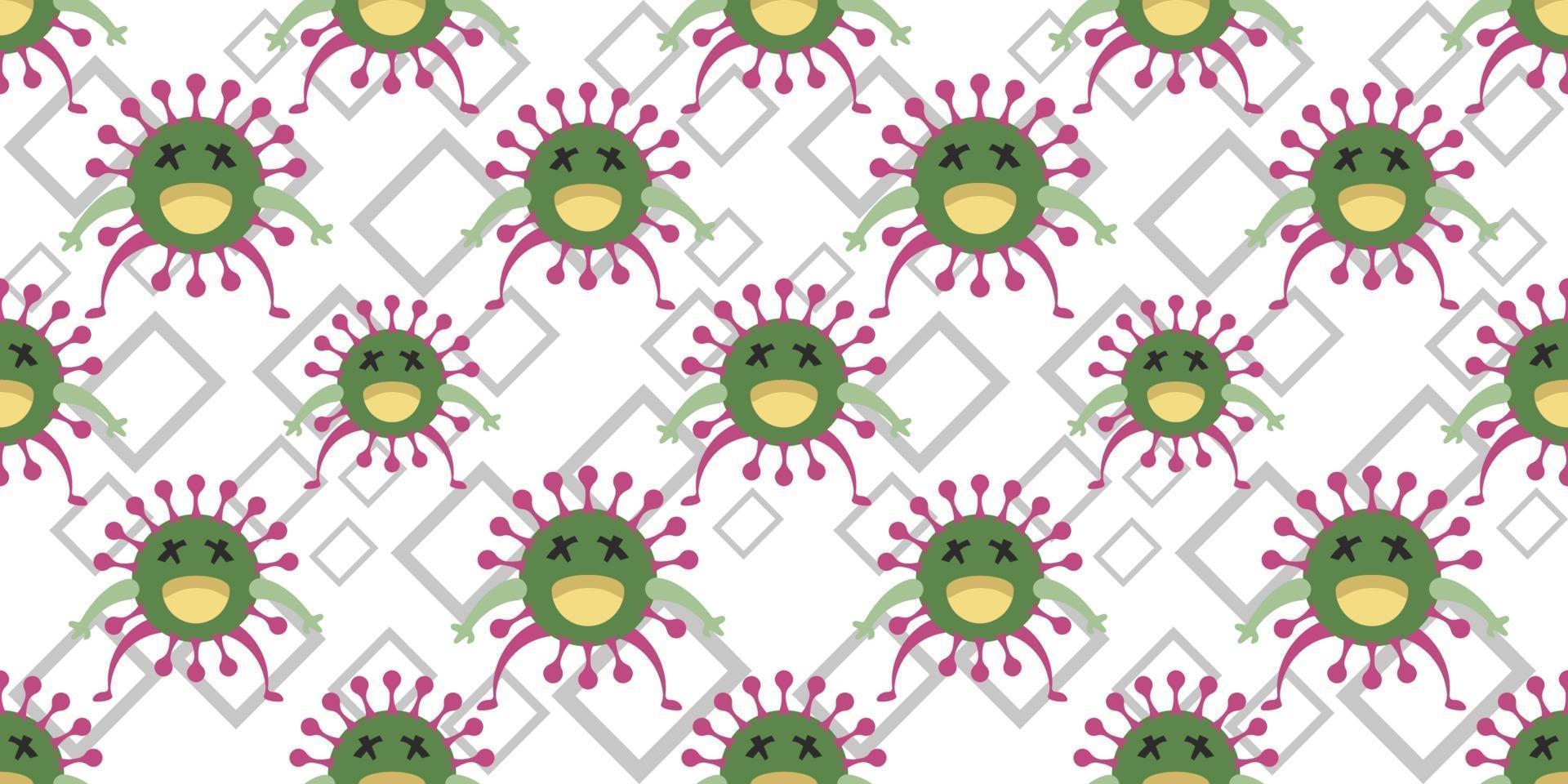 naadloze patroon van cartoon microben in vlakke stijl ontwerp. vector