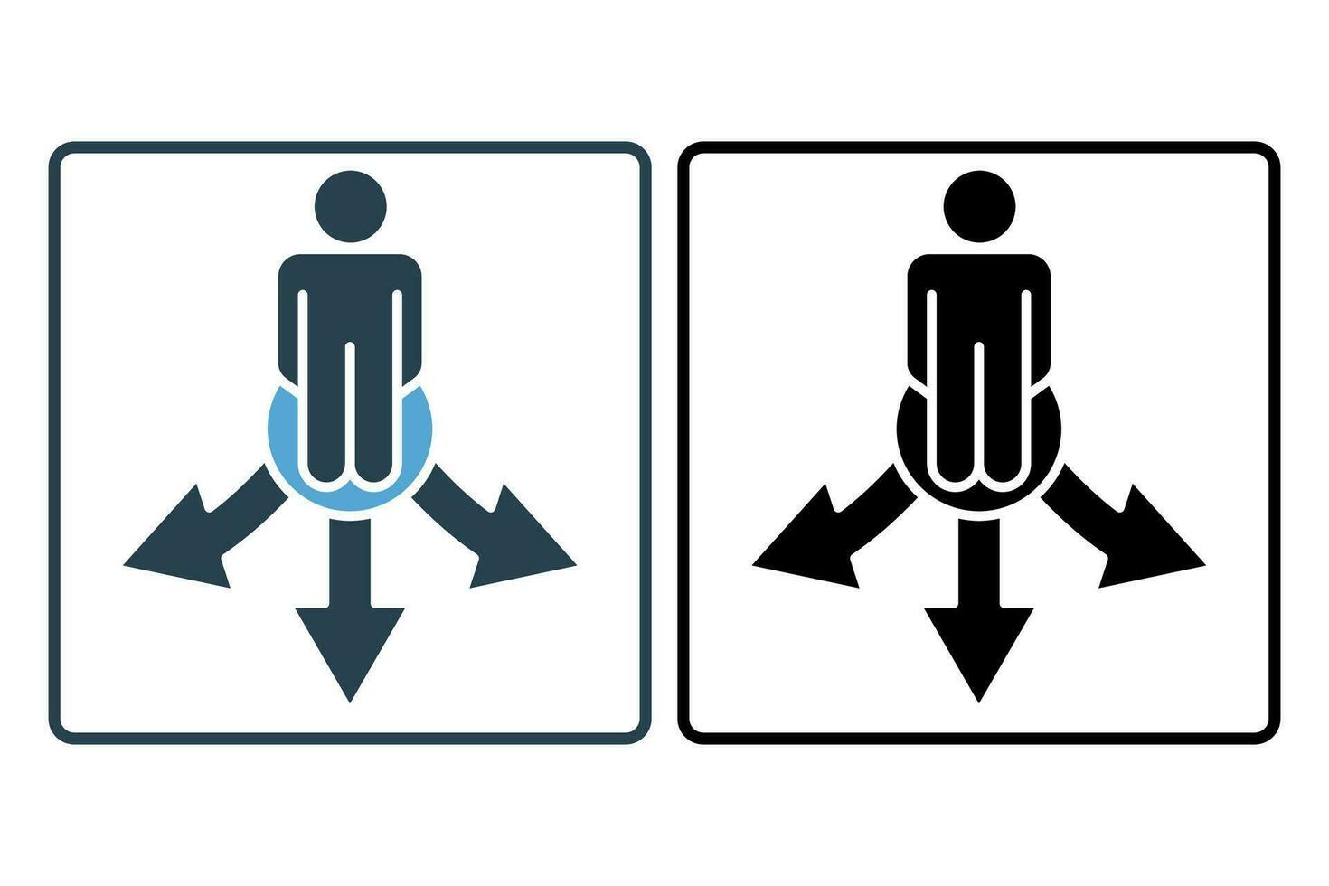 verloren richting icoon. menselijk krabben hoofd en pijl. icoon verwant naar verwardheid. solide icoon stijl. gemakkelijk vector ontwerp bewerkbare