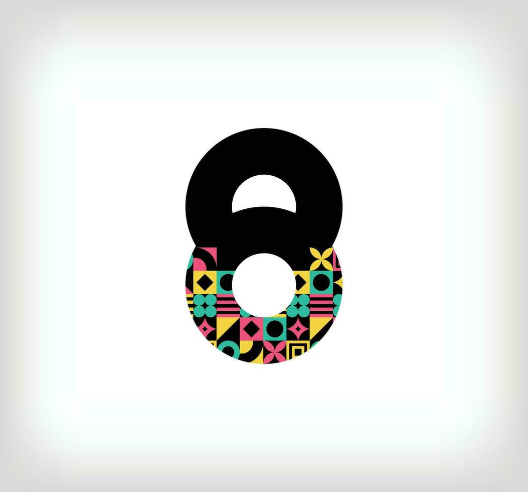 creatief aantal 8 logo met meetkundig vormen. creatief onderwijs kleurrijk grafiek. vector