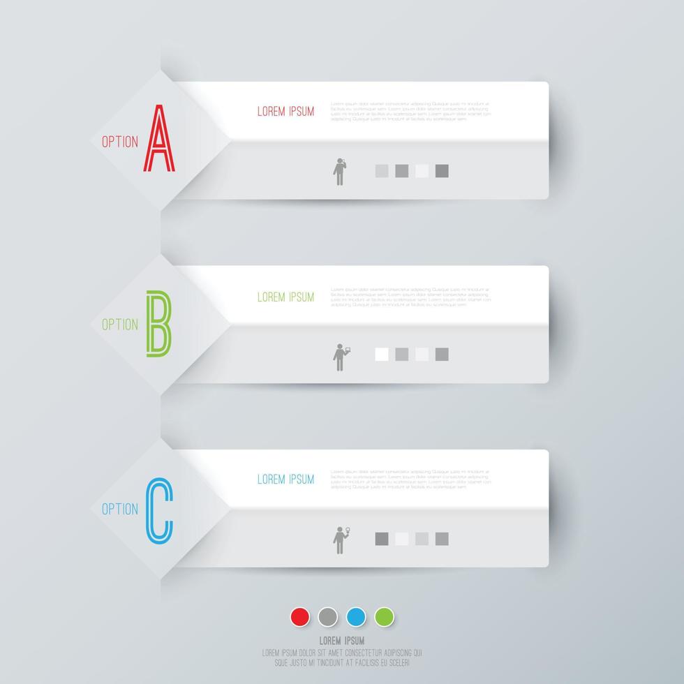 papieren kunstinfographics en pictogrammen met 3 stappen vector