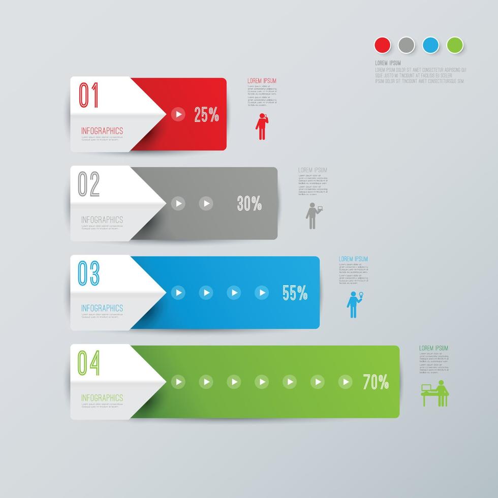 papieren kunstinfographics en pictogrammen met 4 stappen vector