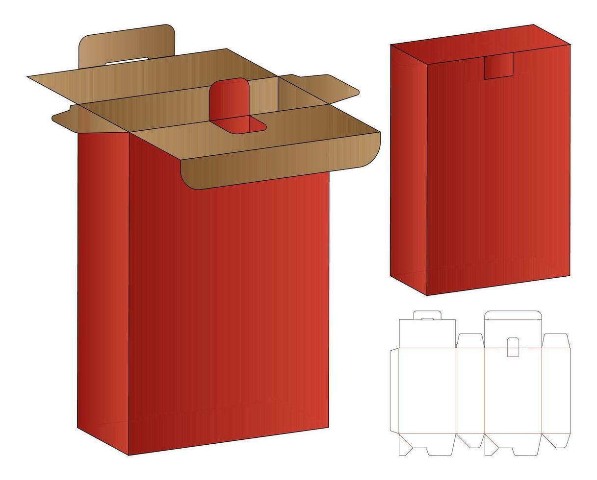 doos verpakking gestanst sjabloonontwerp. 3D-model vector