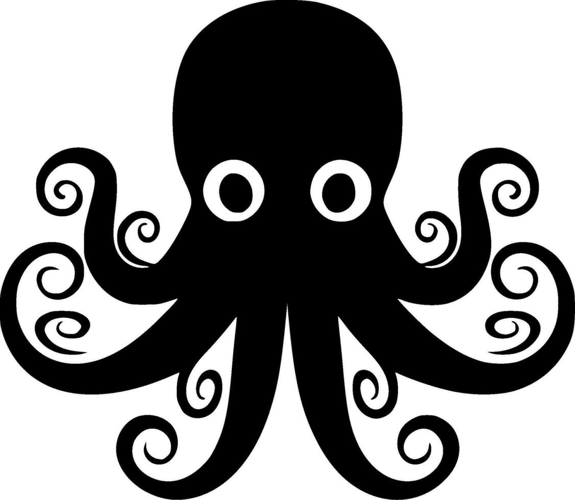 Octopus - zwart en wit geïsoleerd icoon - vector illustratie