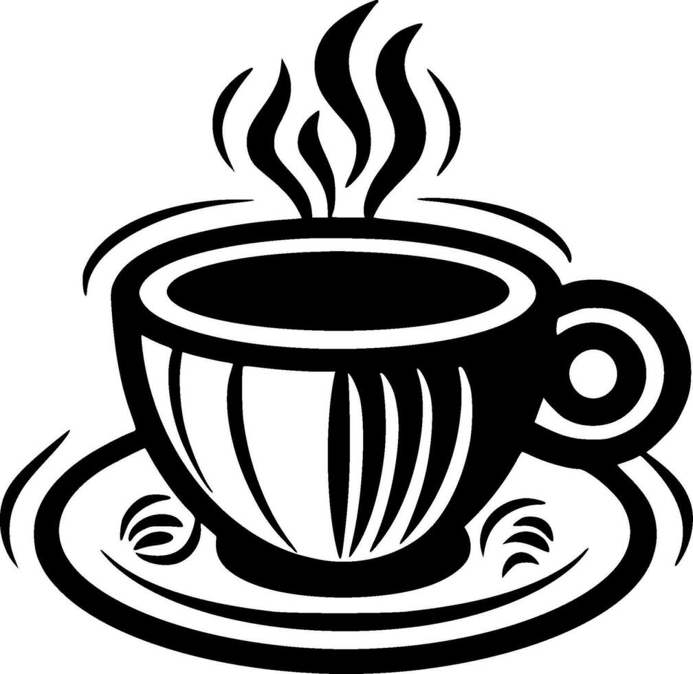 koffie - zwart en wit geïsoleerd icoon - vector illustratie