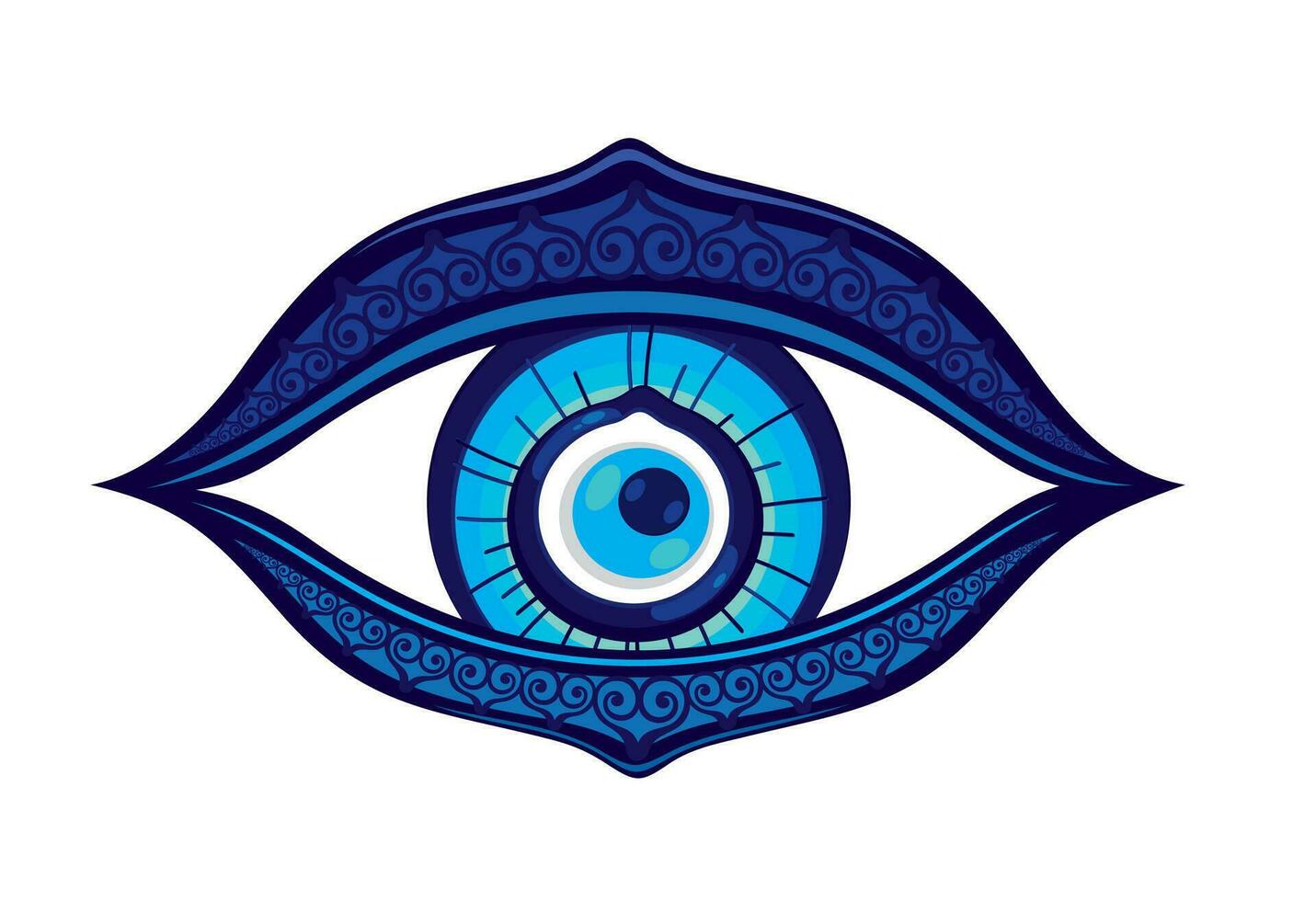 onheil oog of Turks oog symbool en pictogrammen . modern amulet ontwerp en huis decor idee vector