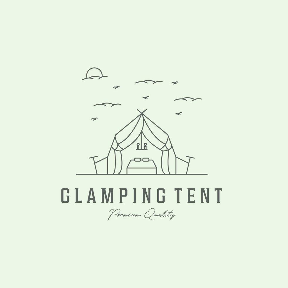 icoon kamp glamping minimalistische illustratie ontwerp logo lijn kunst vector