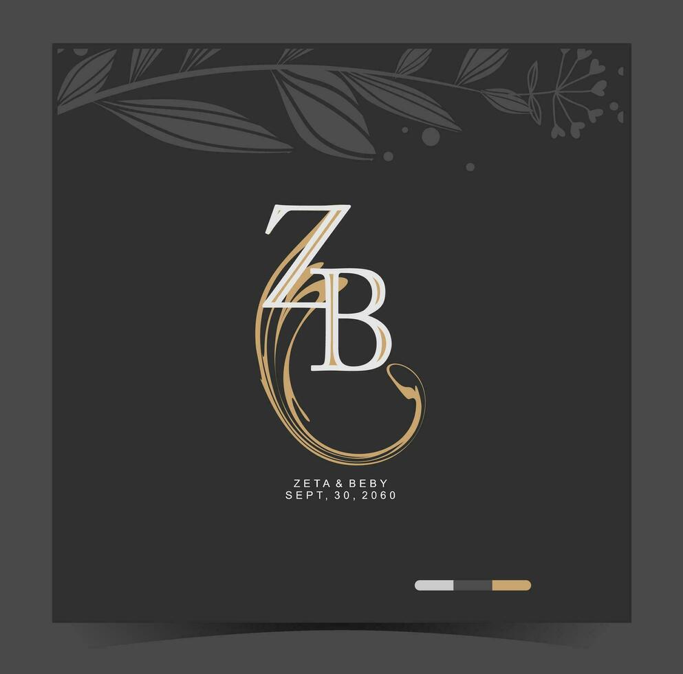 z en b logo ontwerp met goud bladeren vector