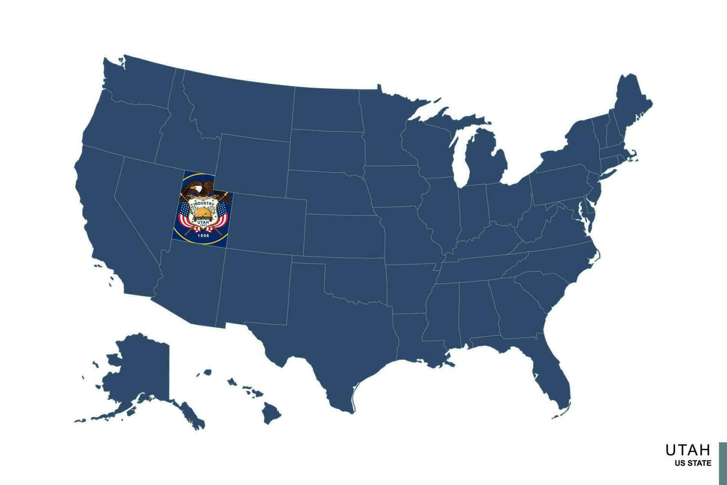 staat van Utah Aan blauw kaart van Verenigde staten van Amerika. vlag en kaart van Utah. vector