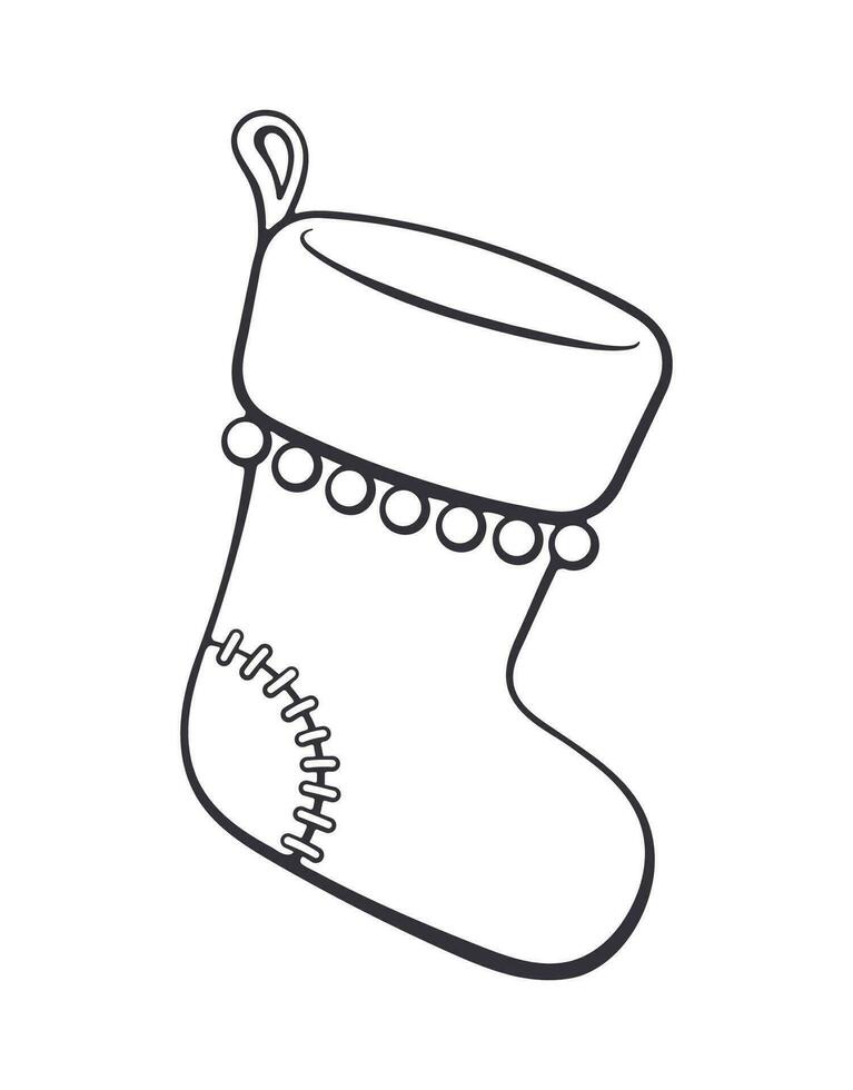 hand- getrokken tekening van Kerstmis sok voor geschenken. vector illustratie. tekenfilm schetsen. geïsoleerd Aan wit achtergrond