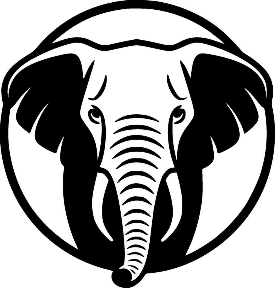 olifant - zwart en wit geïsoleerd icoon - vector illustratie