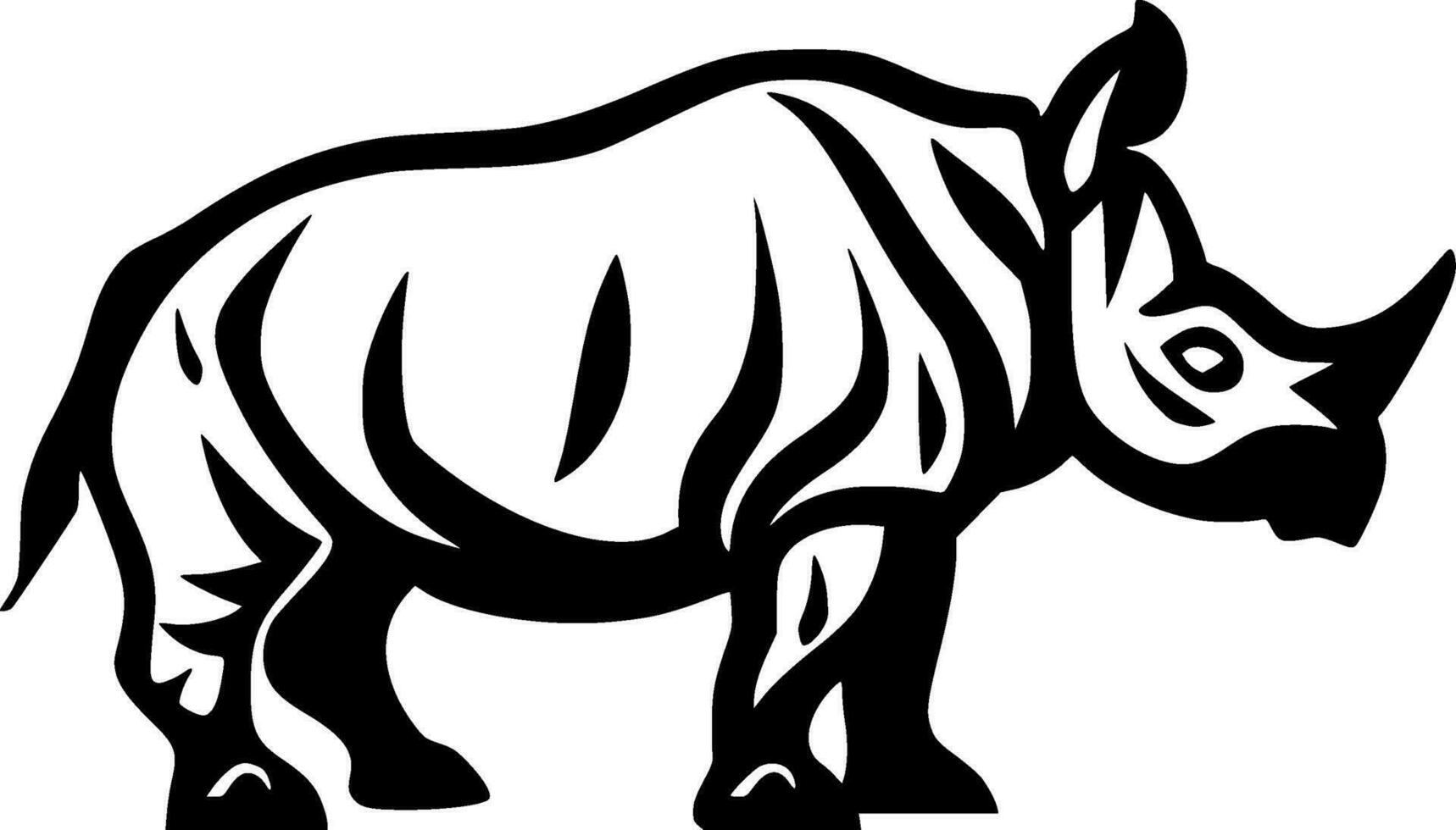 neushoorn, zwart en wit vector illustratie