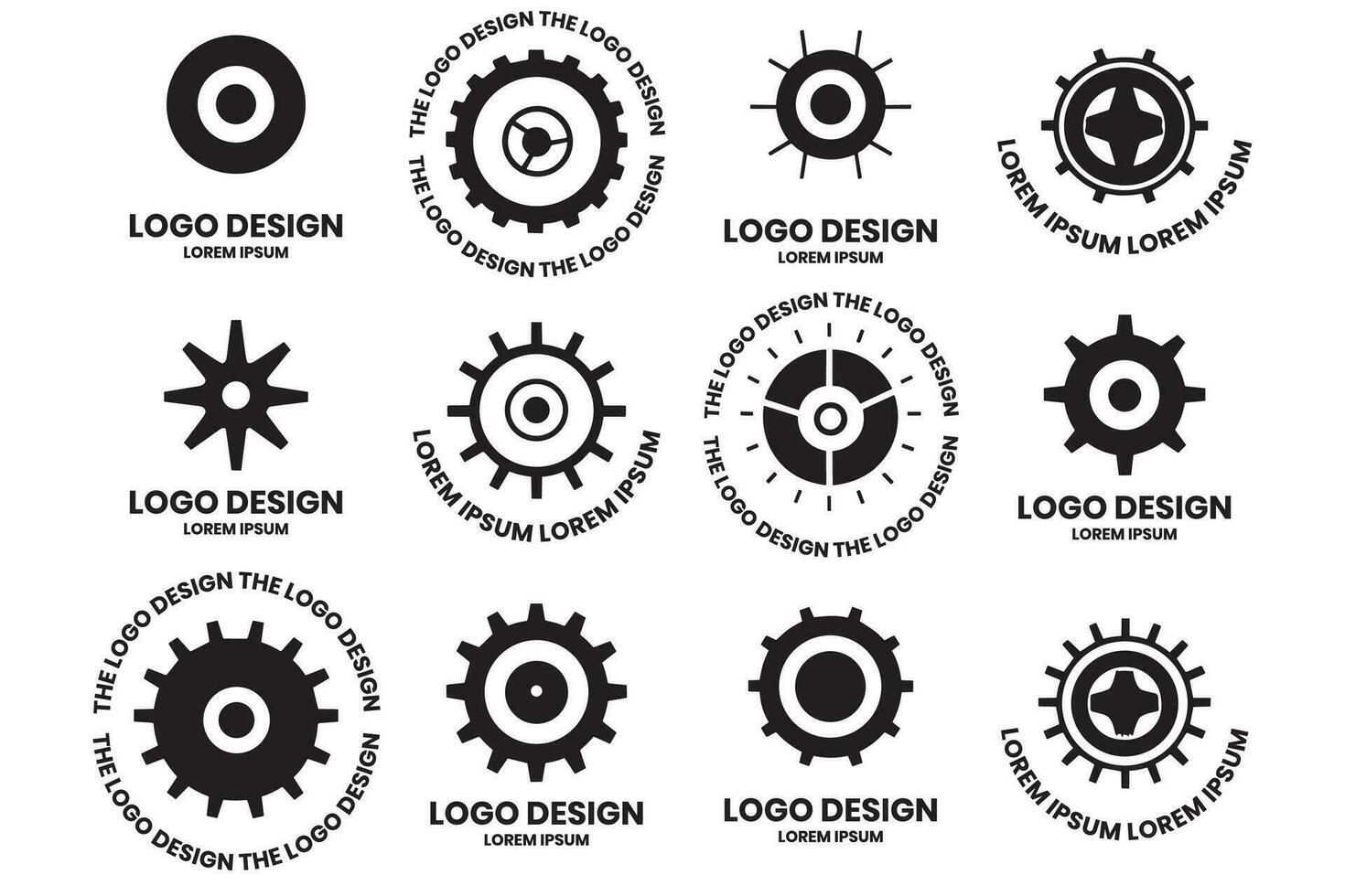 modern uitrusting en cirkel logo in minimalistische stijl vector