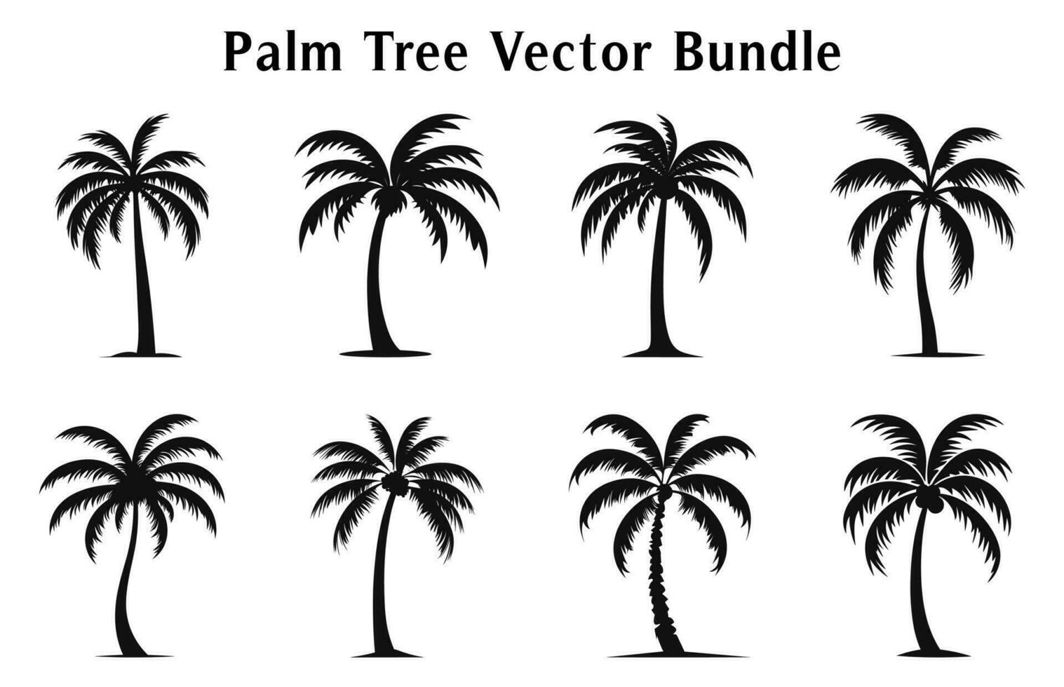 palm bomen vector silhouetten reeks geïsoleerd Aan een wit achtergrond, tropisch palm bomen bundel