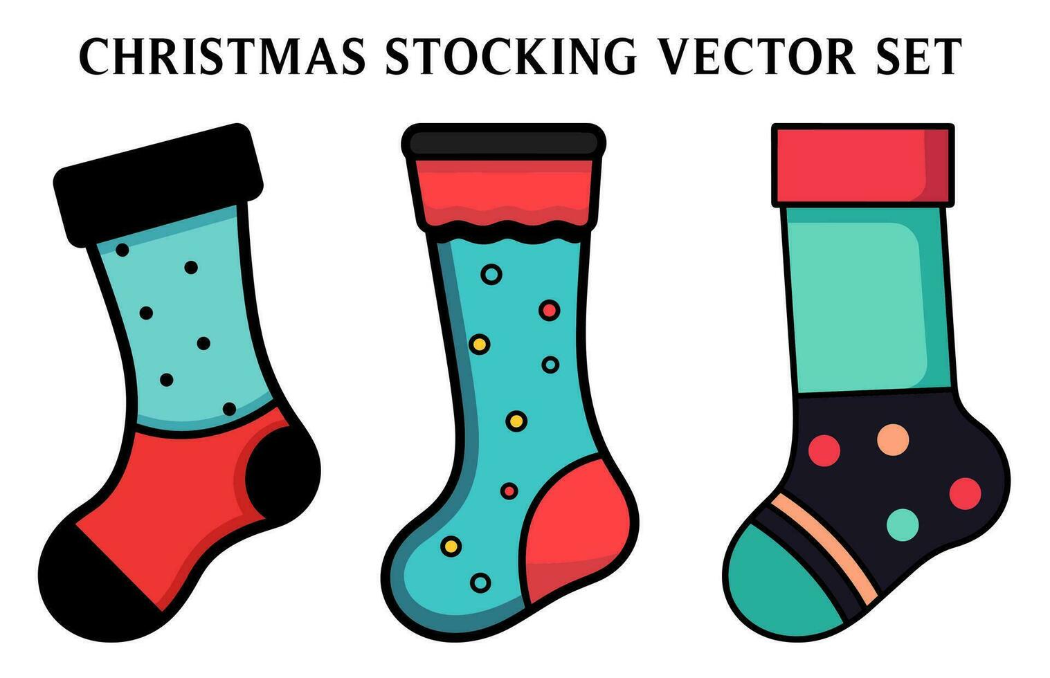 Kerstmis kous clip art bundel, kous vector illustratie reeks