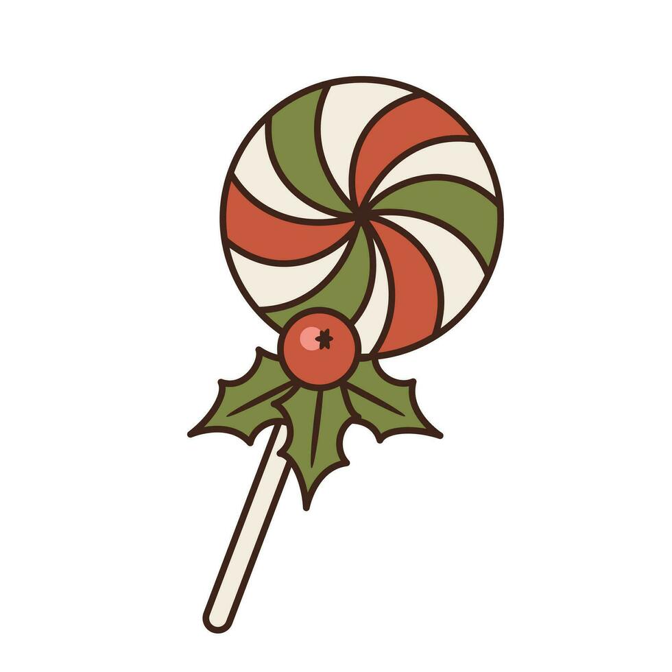 vector illustratie van Kerstmis lolly met hulst BES. geïsoleerd element van Kerstmis en feestelijk evenementen. snoep voor kinderen