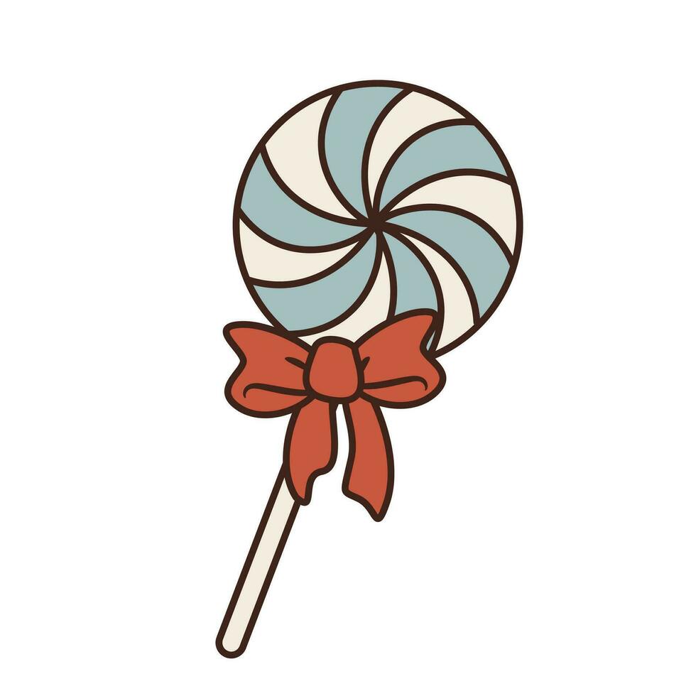 geïsoleerd vector lolly met rood boog. element van Kerstmis en feestelijk evenementen. lolly snoep zuignap voor kinderen