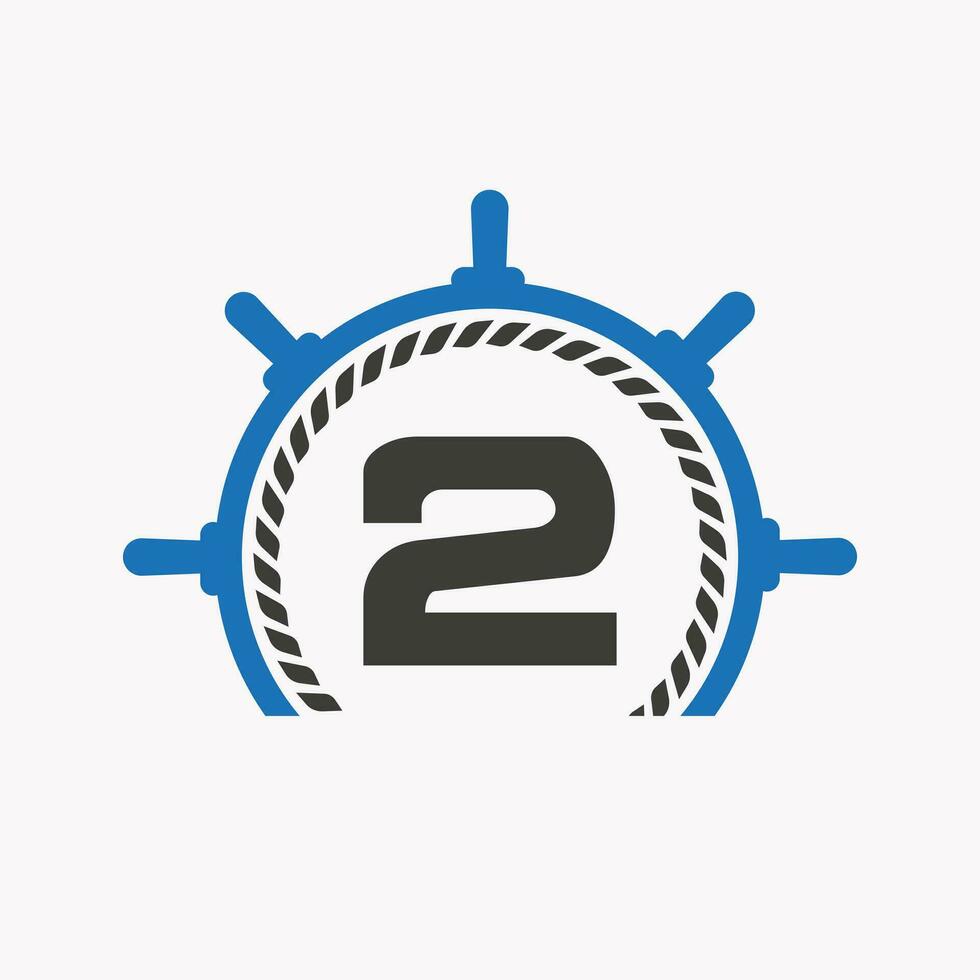 brief 2 reis stuurinrichting logo. jacht symbool, schip logo, marinier teken sjabloon vector