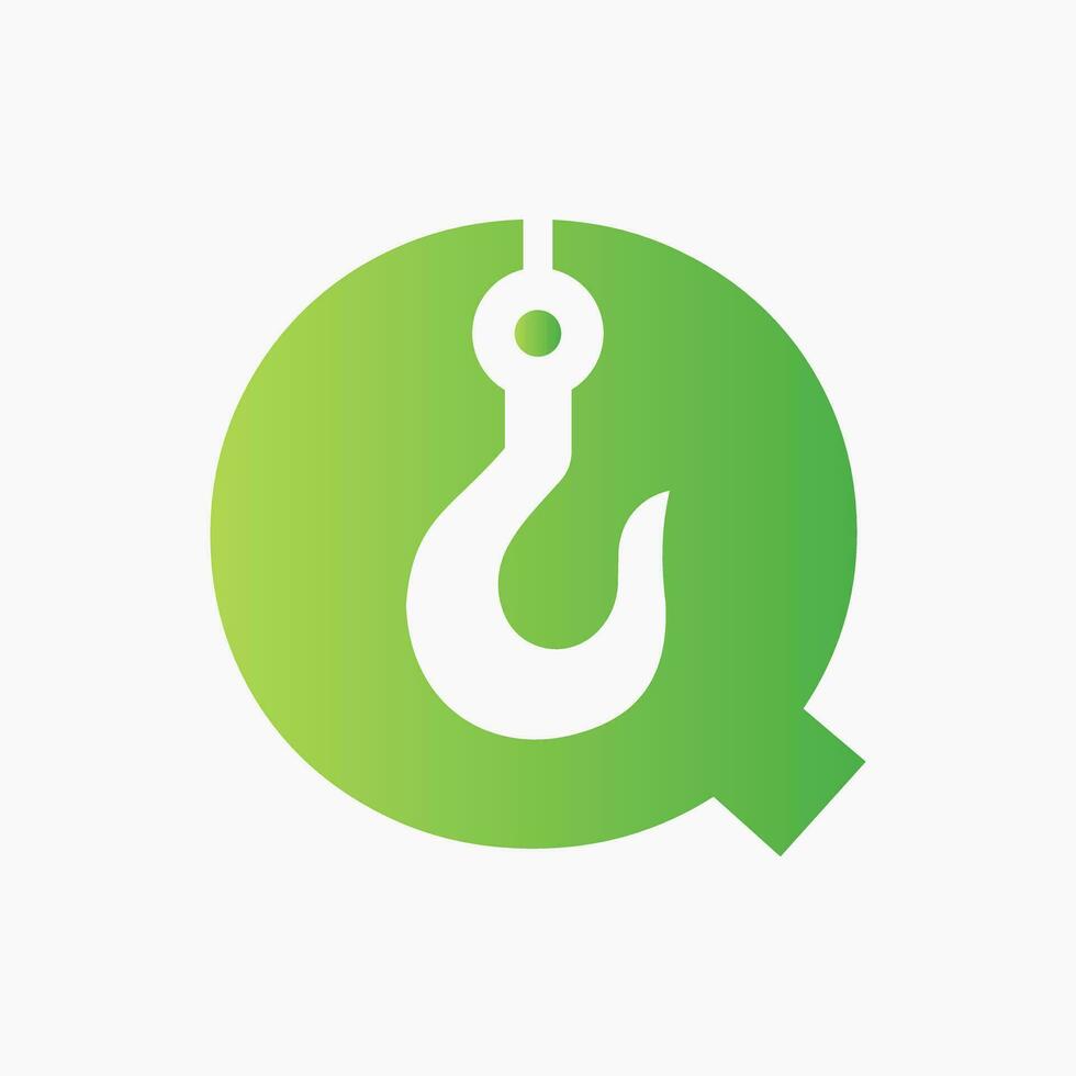 brief q kraan symbool voor bouw logo teken vector