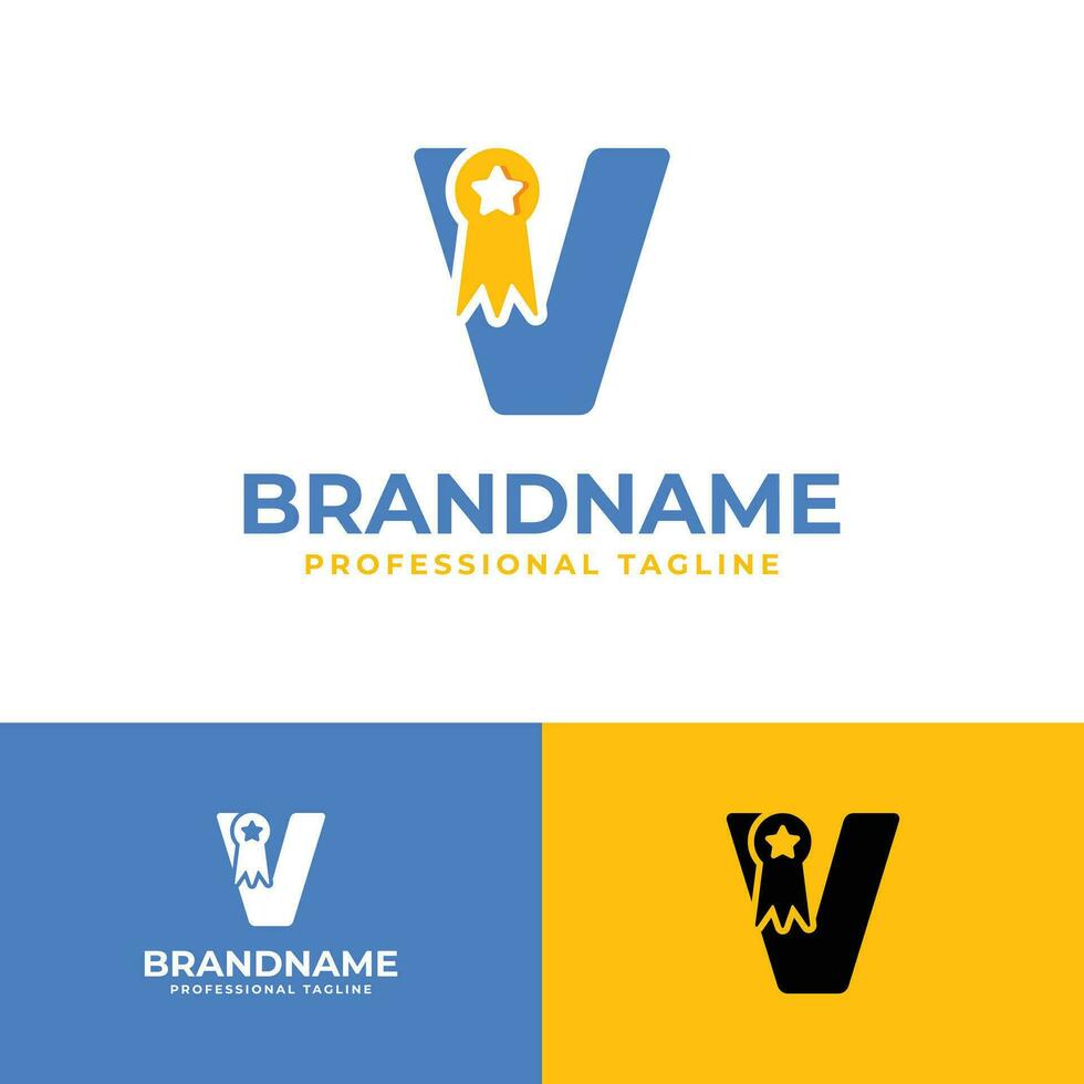 brief v medaillon logo, geschikt voor bedrijf verwant naar medaille, zege, champ met v voorletter. vector