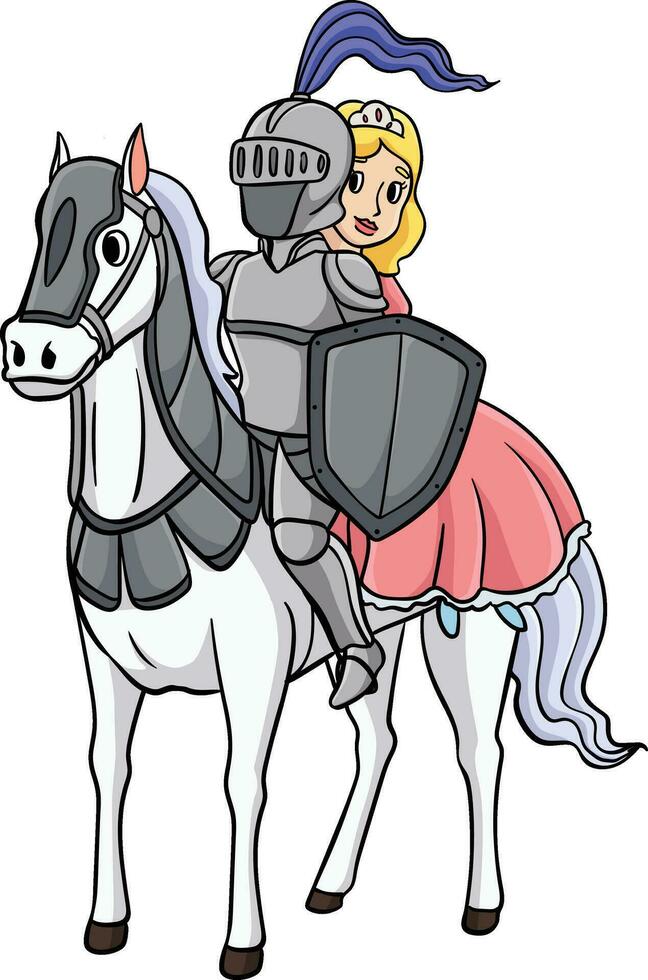 ridder en een prinses rijden een paard clip art vector