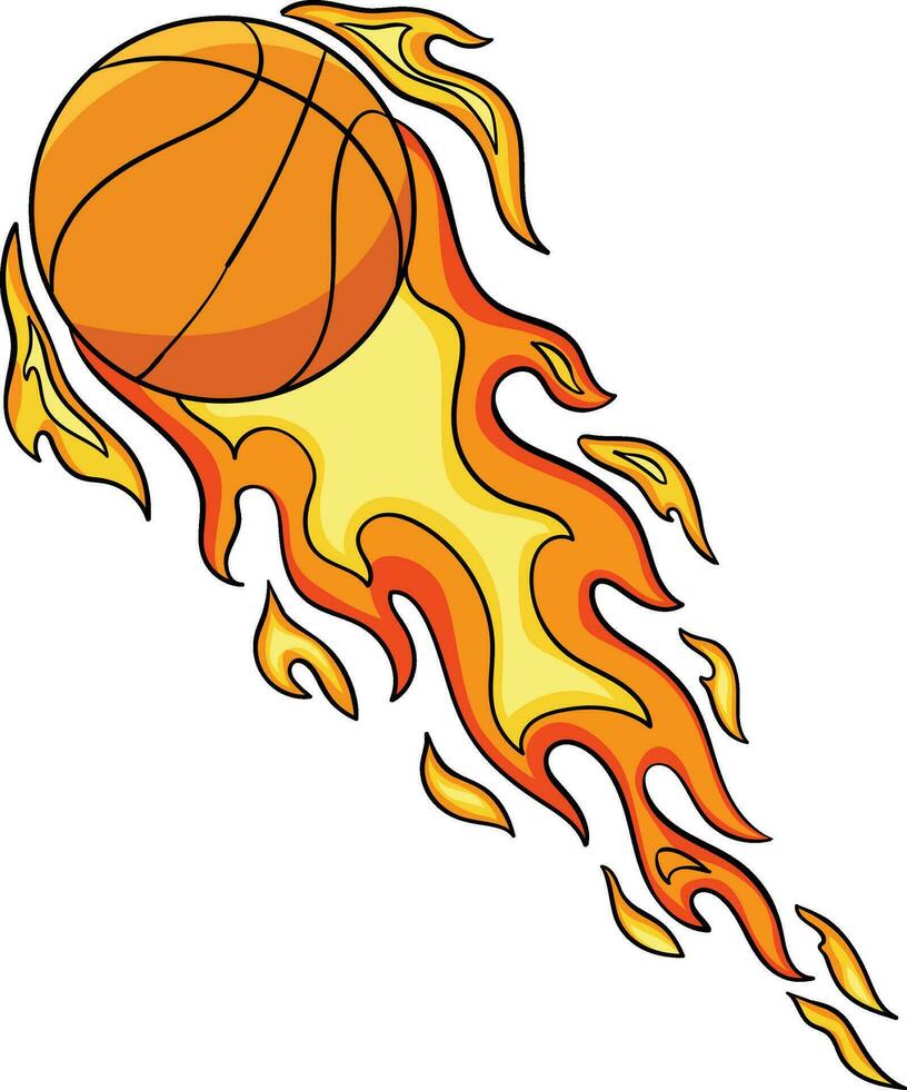 basketbal bal in brand tekenfilm gekleurde clip art vector