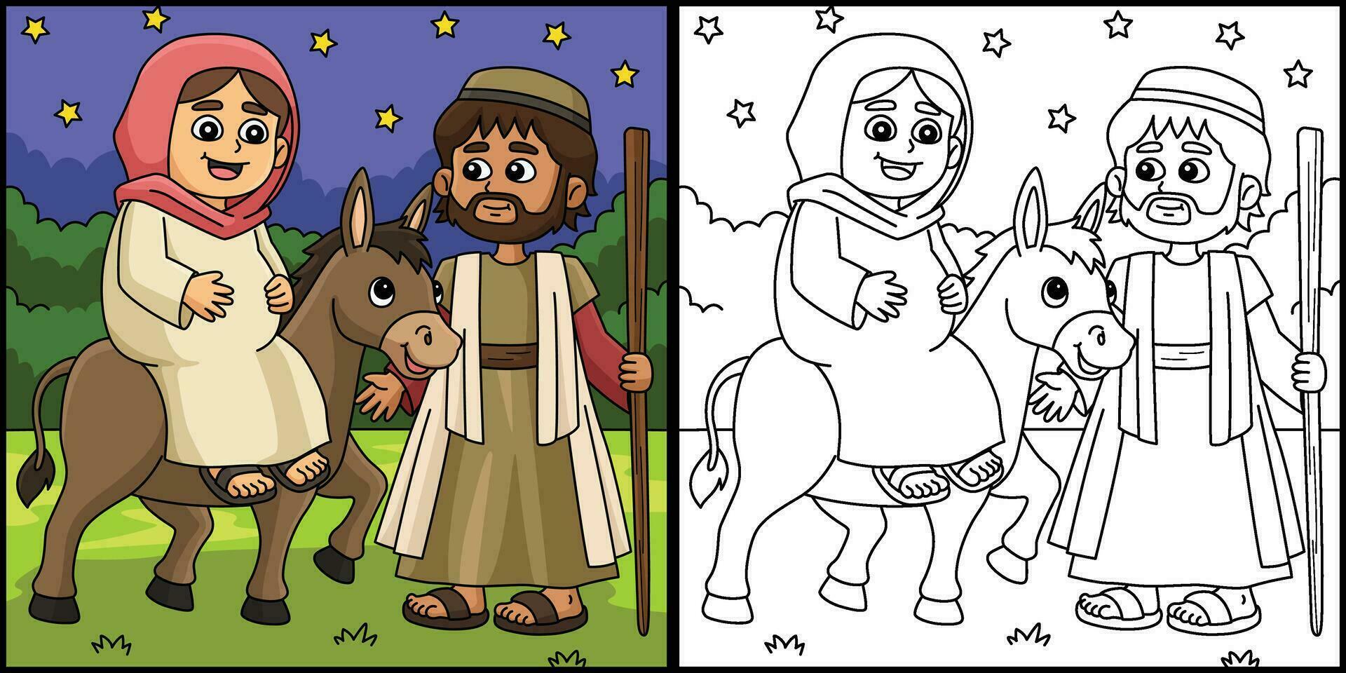 christen Maria en Joseph kleur illustratie vector