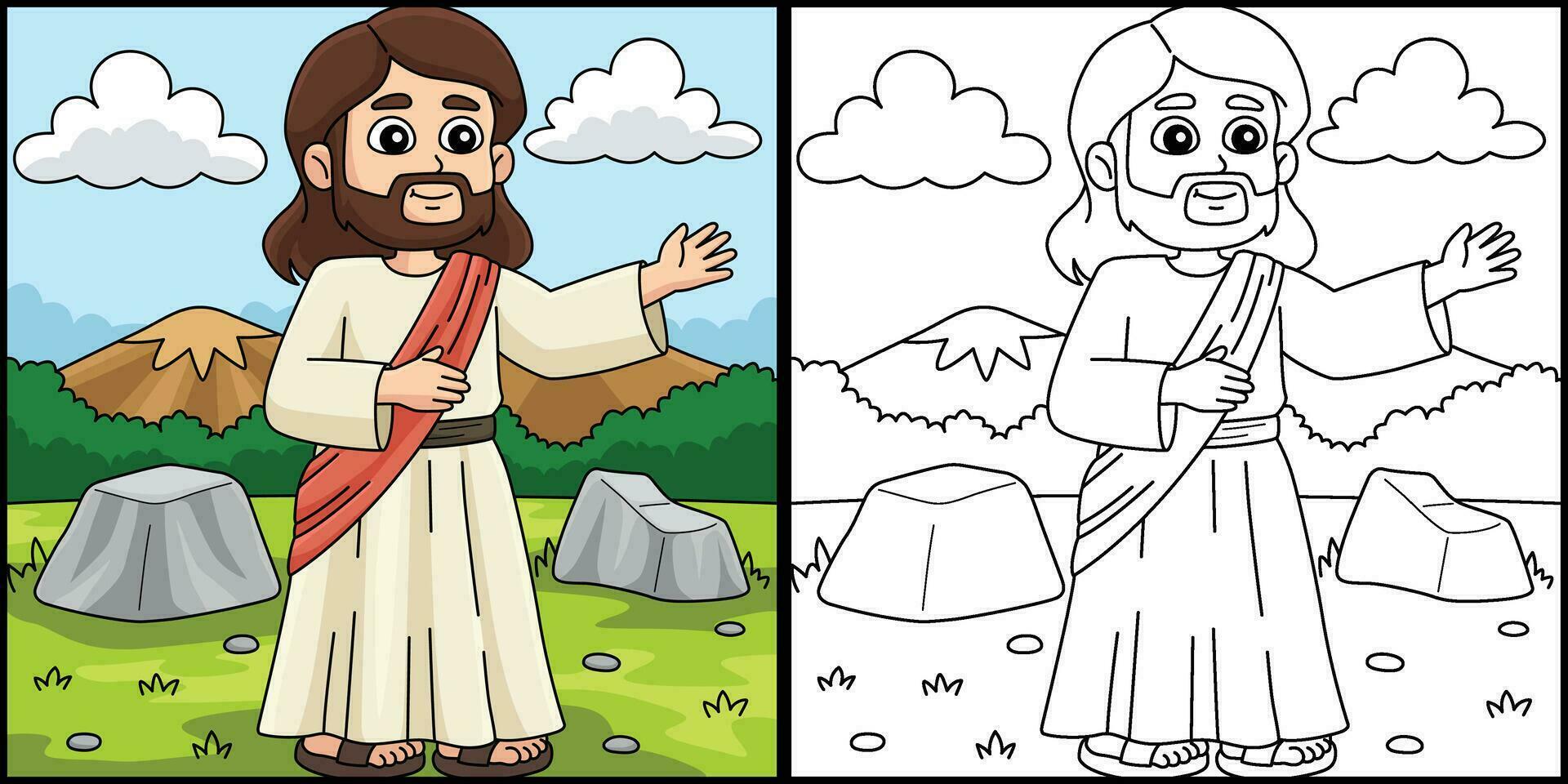 christen Jezus prediking kleur illustratie vector