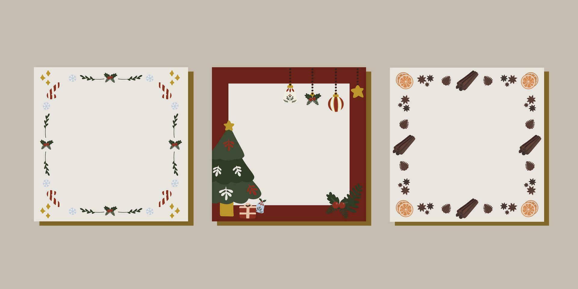 Kerstmis memo aantekeningen afdrukken sjabloon. kleurrijk vlak illustratie. voor winter brief, scrapbooken, uitnodiging, groeten vector