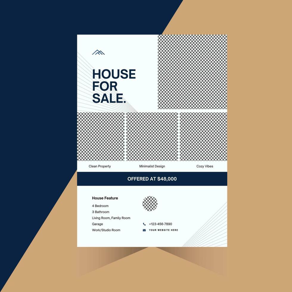 echt staat bedrijf folder sjabloon - huis verkoop advertentie. bewerkbare folder sjabloon, brochure ontwerp. vector