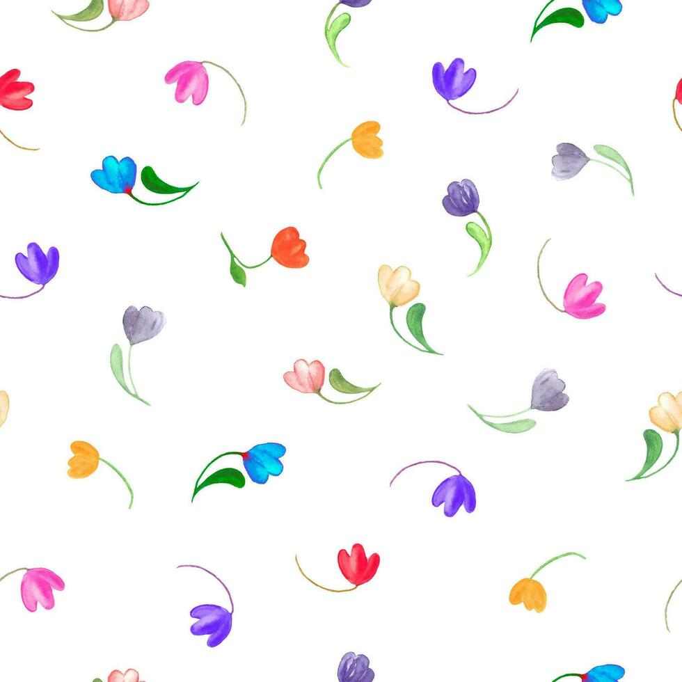 waterverf bloemen naadloos patroon. hand- getrokken illustratie geïsoleerd Aan wit achtergrond. vector eps.