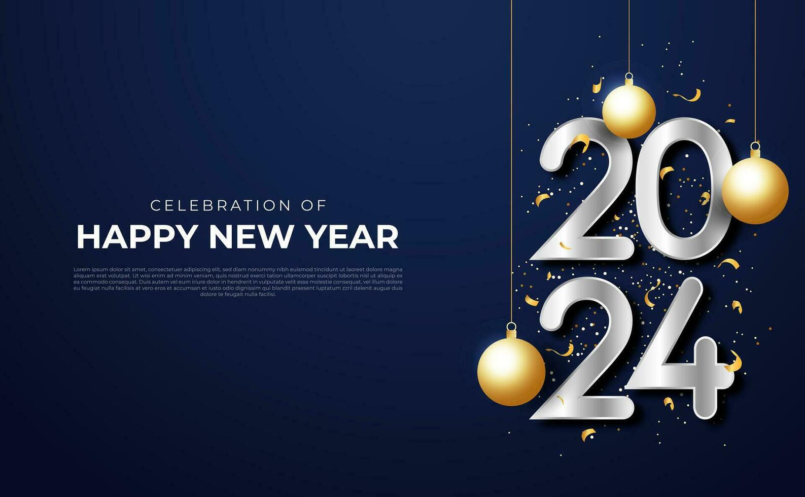 gelukkig nieuw jaar 2024 groet kaart en poster ontwerp sjabloon decoratie achtergrond vector