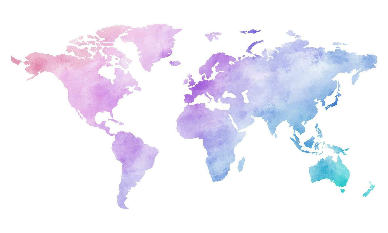 kleurrijk wereld kaart waterverf vector achtergrond