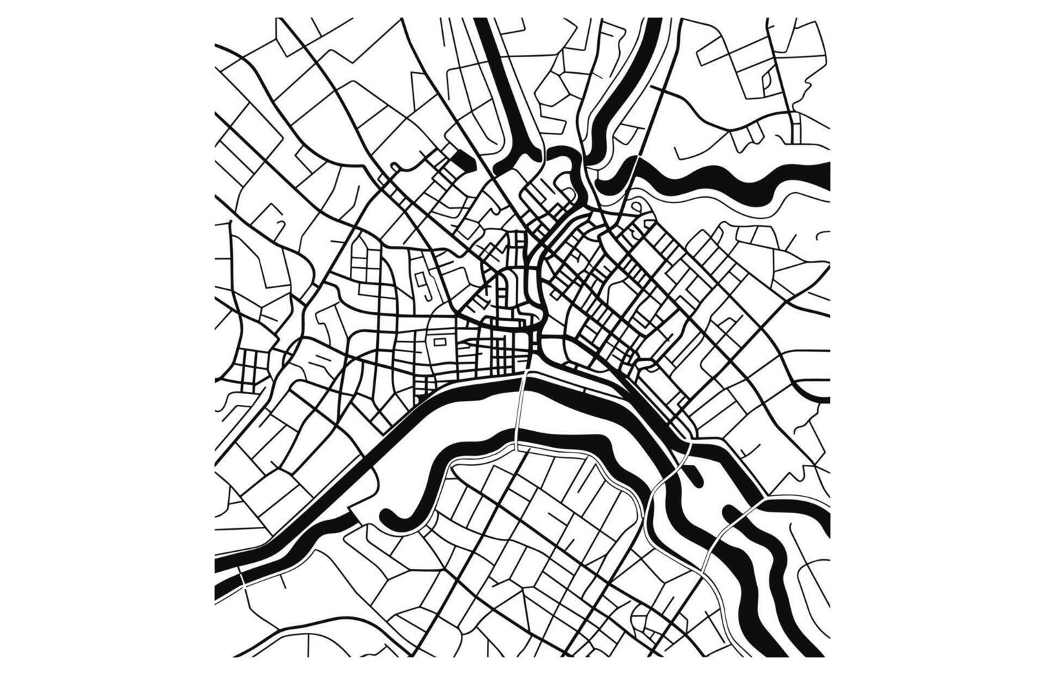 zwart en wit vector stad kaart van Londen met goed georganiseerd gescheiden lagen.
